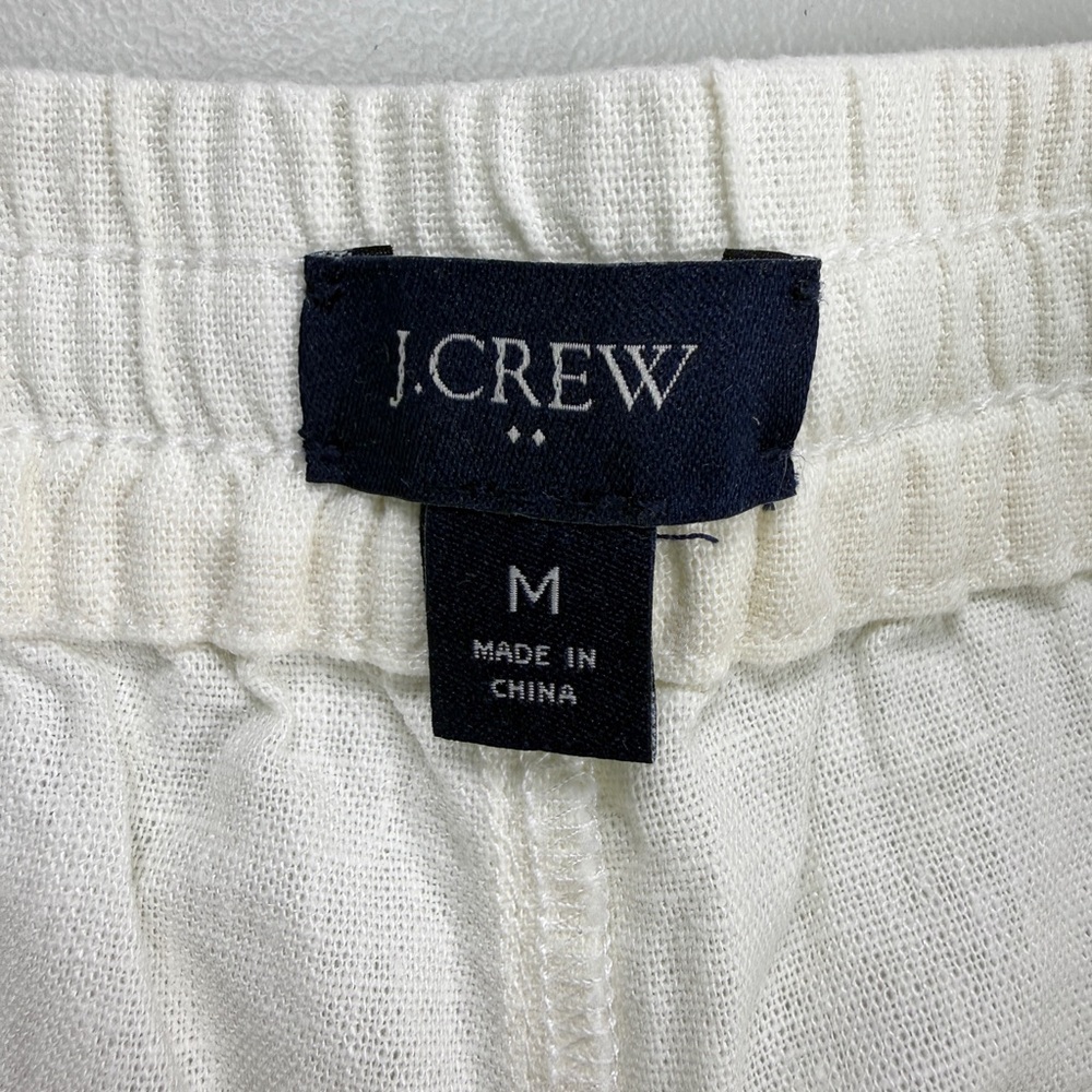 J.Crew Linen Tie Drawstring Waist Embroidered   Pink Floral Hem Shorts M 🌸 - Picture 2 of 12